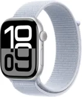 Apple Watch Series 10 (GPS) 46mm Aluminum Case with Blue Cloud Sport Loop - Silver - Angle_Zoom