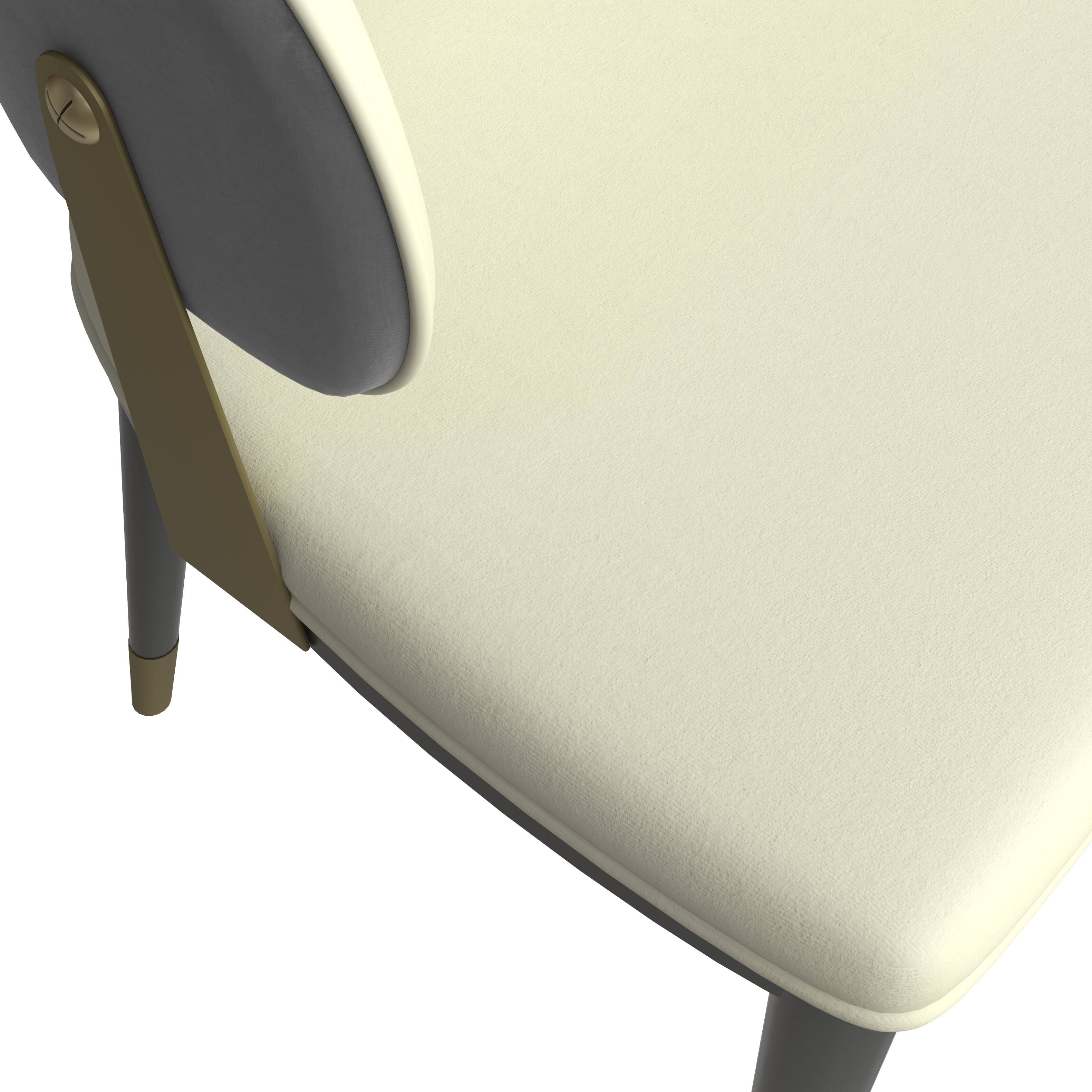 Alt View 6. LeisureMod - Aria 2-PCS Modern Dining Chair, Upholstered PU Leather Side Chair with Metal Legs - Grey.