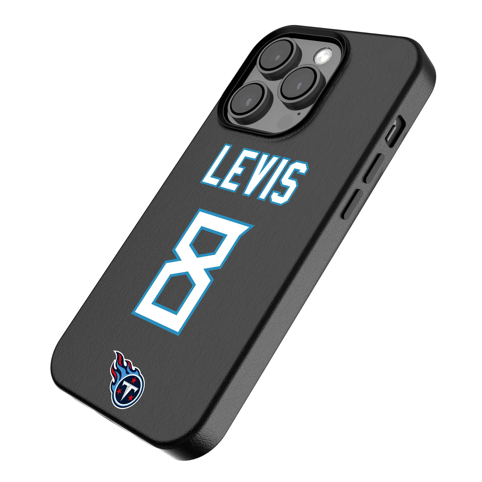Alt View 1. Keyscaper - Will Levis-Black Tennessee Titans iPhone Magnetic Bump Case - 14 Pro - Black.