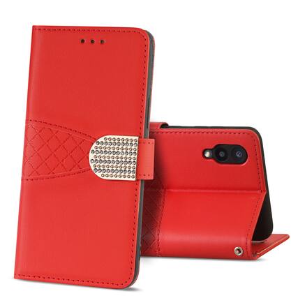 Front. Reiko - Samsung Galaxy A02 3-In-1 Wallet Case In Red - Red.