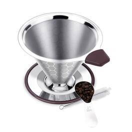 Fabibe - Pour Over Coffee Dripper 1-4 Cup 800 Mesh Inner Clothreusable Filter Stainless Steel Filte For Home Travel Office Eas - Chassis