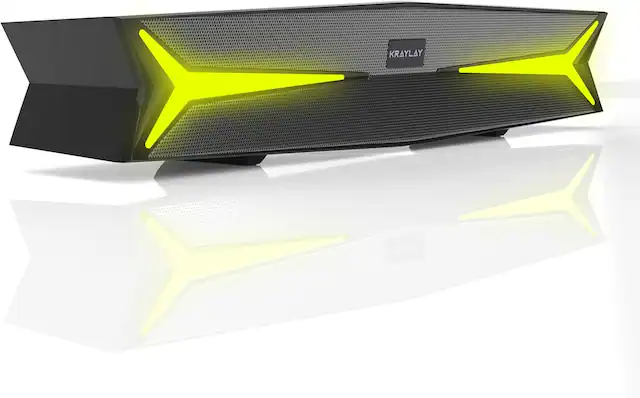 Front. Stamp n Camp - Desktop Soundbar for Computer | Bluetooth Soundbar with RGB LED Lights | Bass | AUX USB USB-C | Soundbar for... - default.