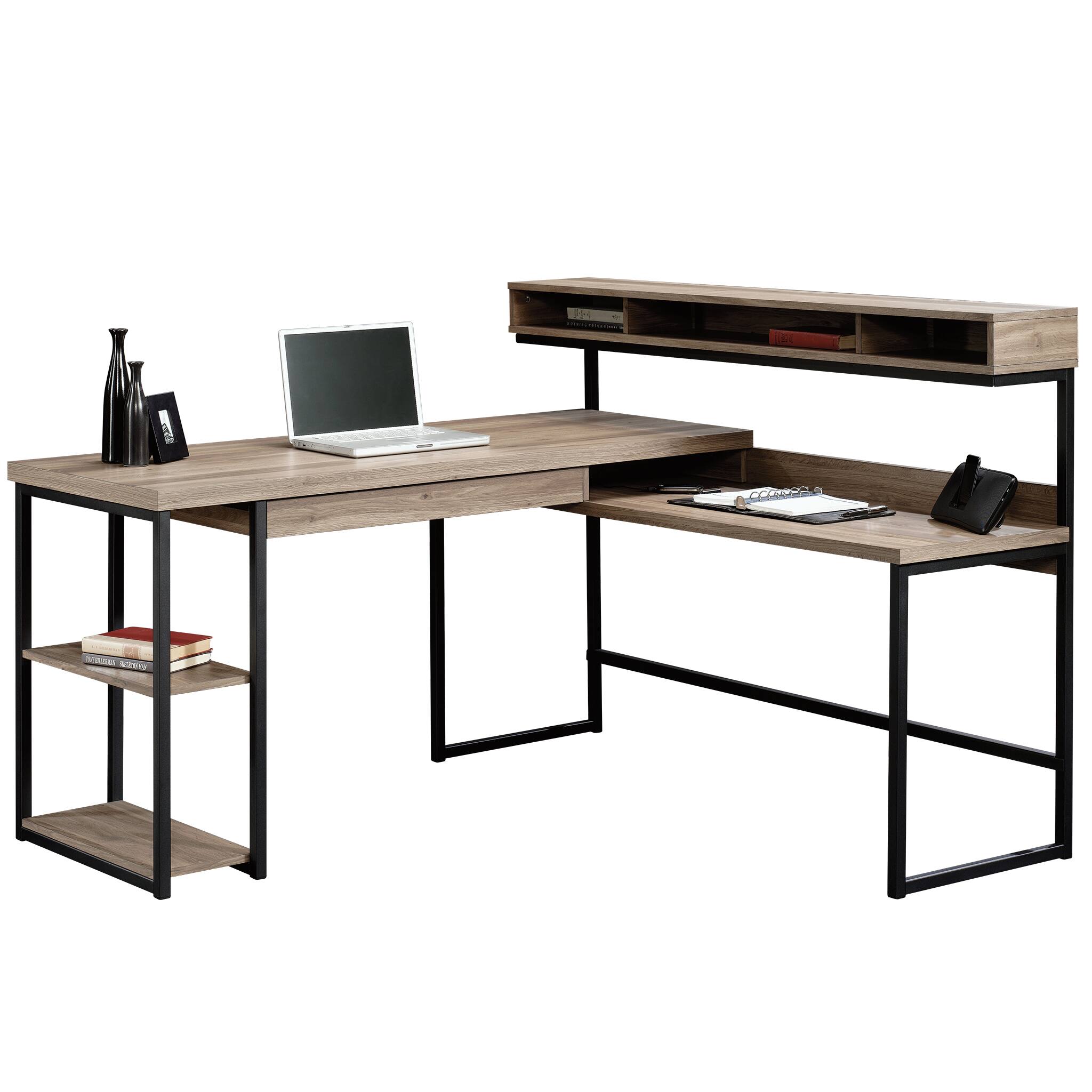 Alt View 1. TinyHomie - L-Shaped Desk Brown finish - Brown.
