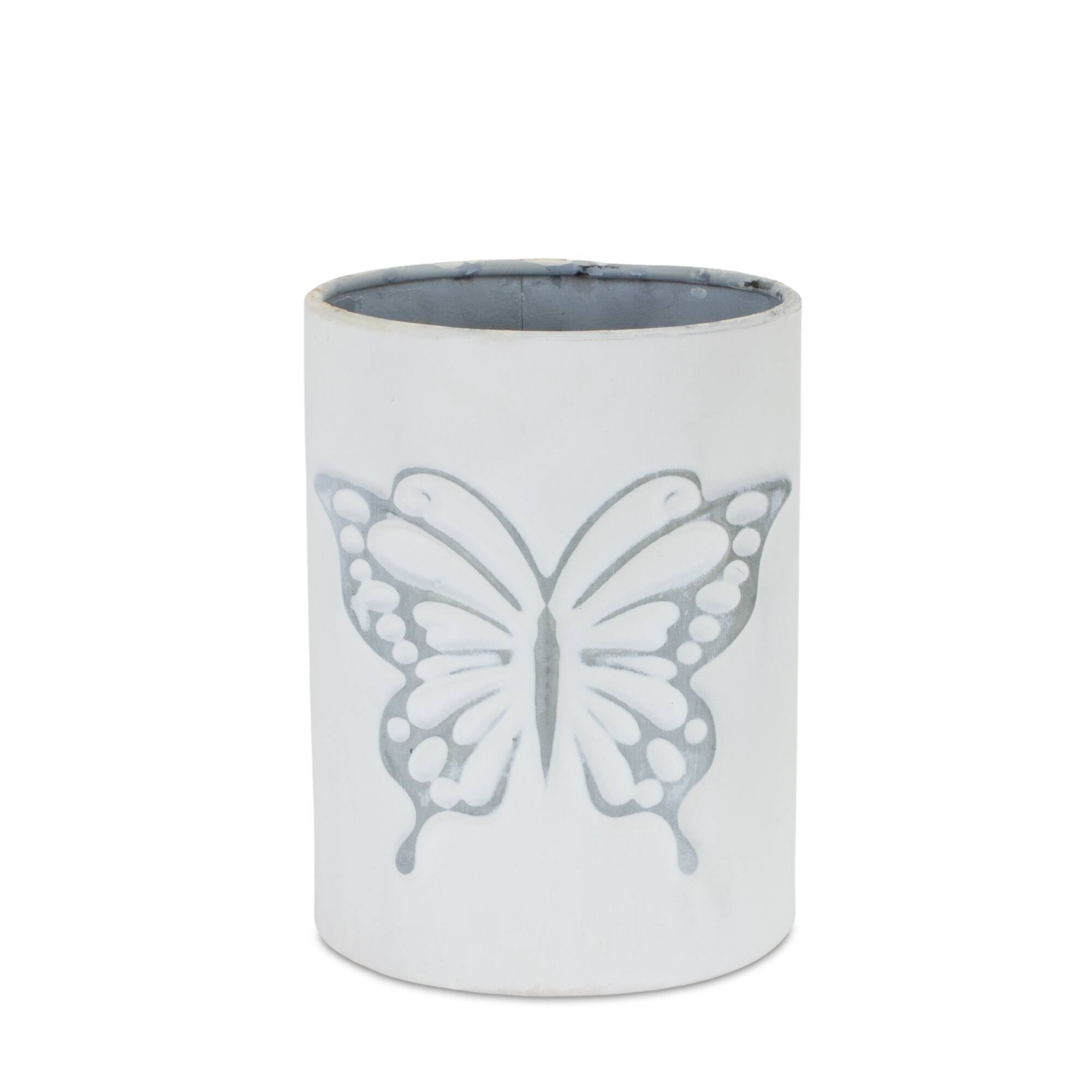 Alt View 1. BreeBe - Brushed Metal Insect Pot (Set of 3) - White, Grey.