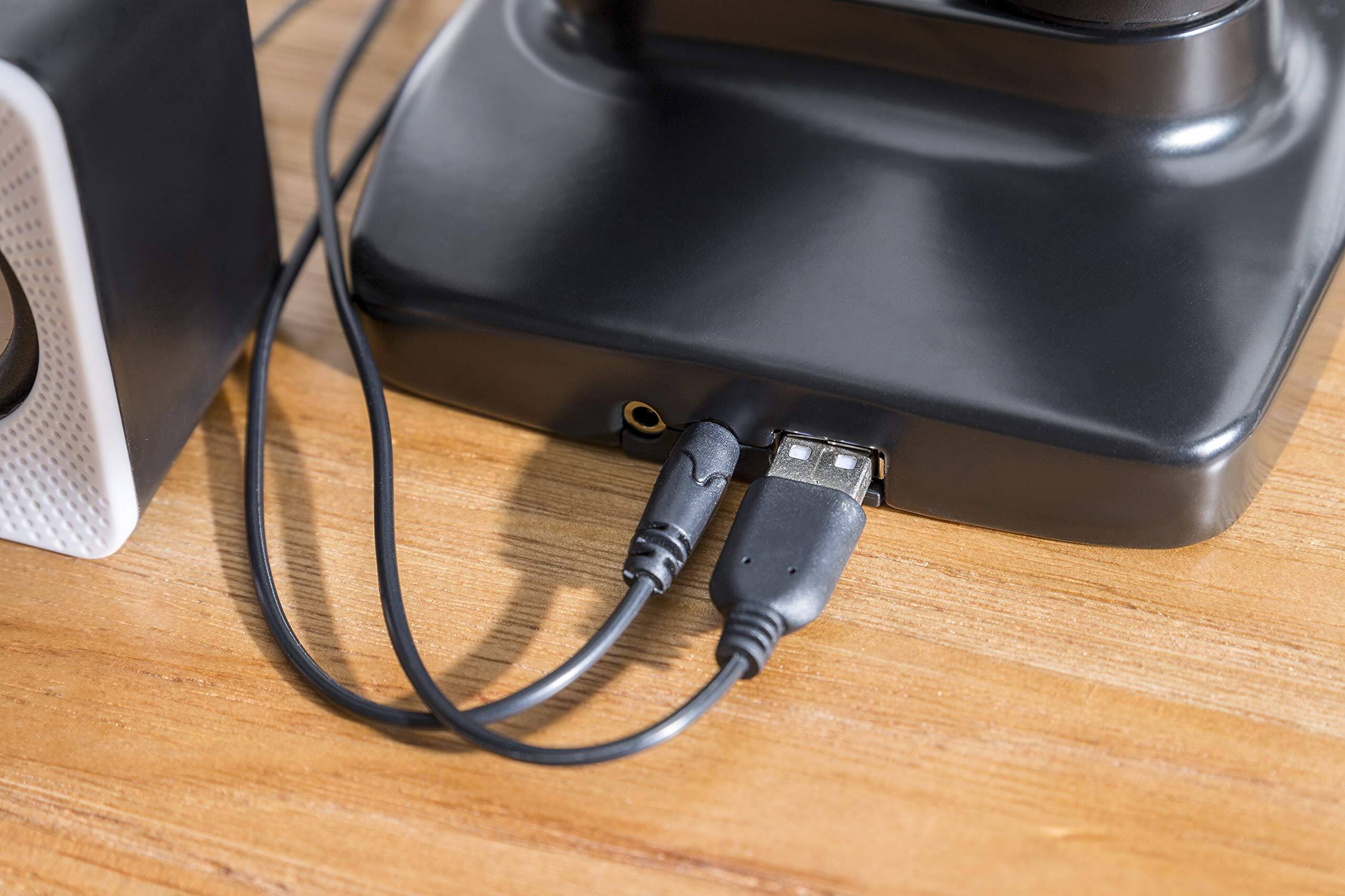 Alt View 6. Rocelco - Double Monitor Desk Mount with USB 2.0 And Audio Port, Pneumatic Full Motion Assist Adjustable Arm, Grommet and C Clamp - Black.