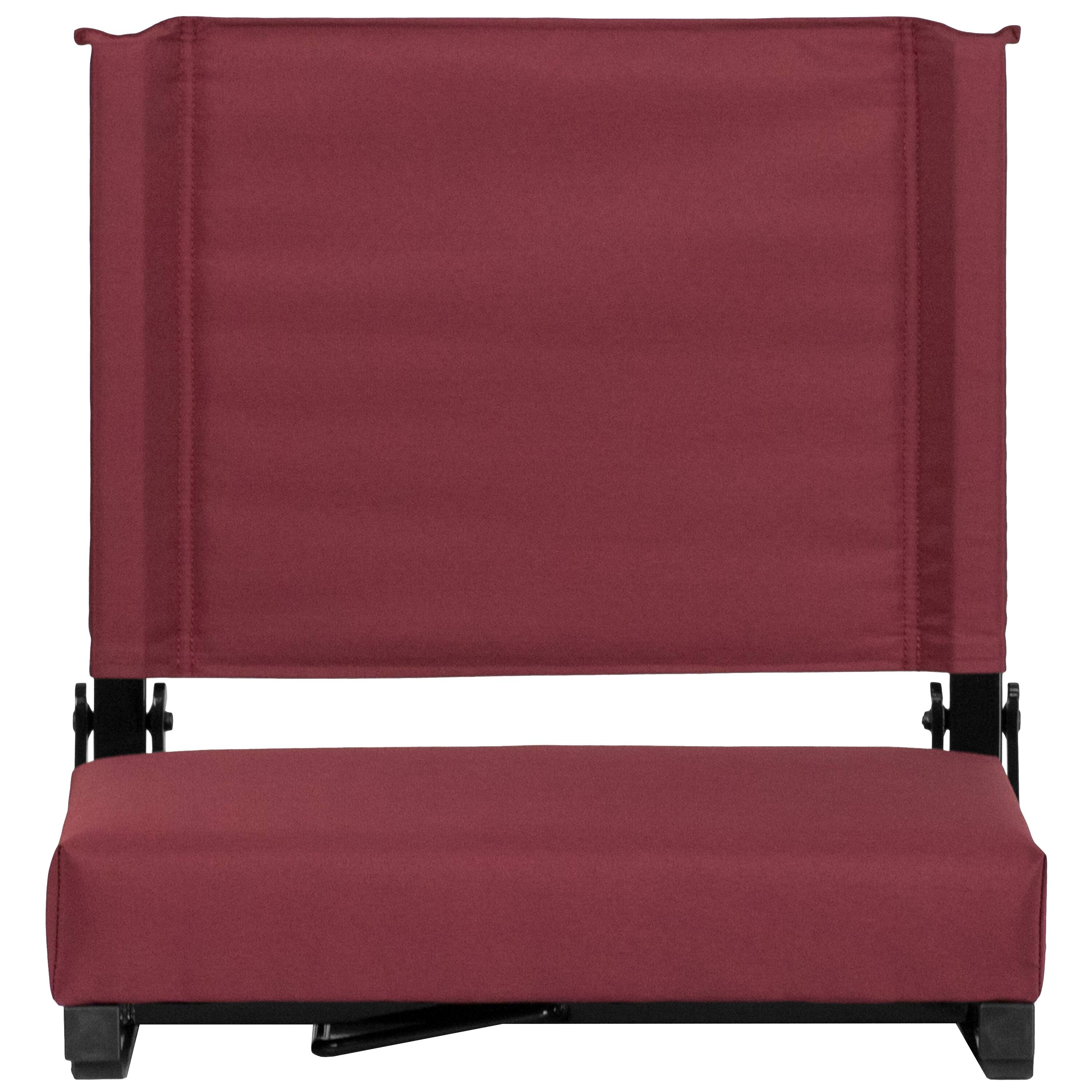 Alt View 8. Emma + Oliver - Set of 2 500 lb. Rated Lightweight Stadium Chair with Ultra-Padded Seat - Maroon.