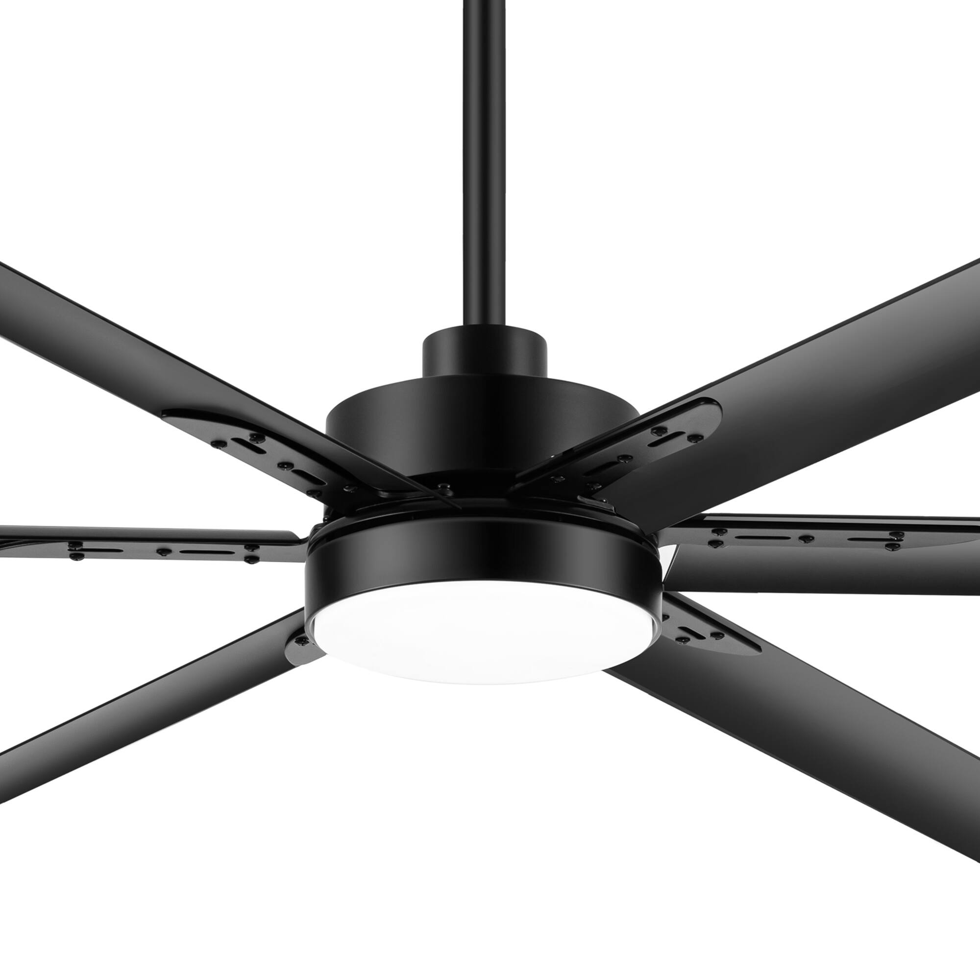 Left. Breezary - 65" Ceiling Fan with 6 Aluminum Blades, 3-Color Light, 6-Speed DC Motor, Remote Control with Memory Function - Matte Black.