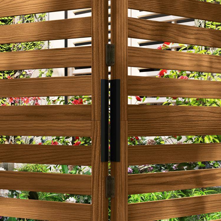 Alt View 9. PULUZ - Wood Privacy Screen w/ 4 Planter Box, Raised Bed w/ 3 Panels & Drainage Holes - Natural.