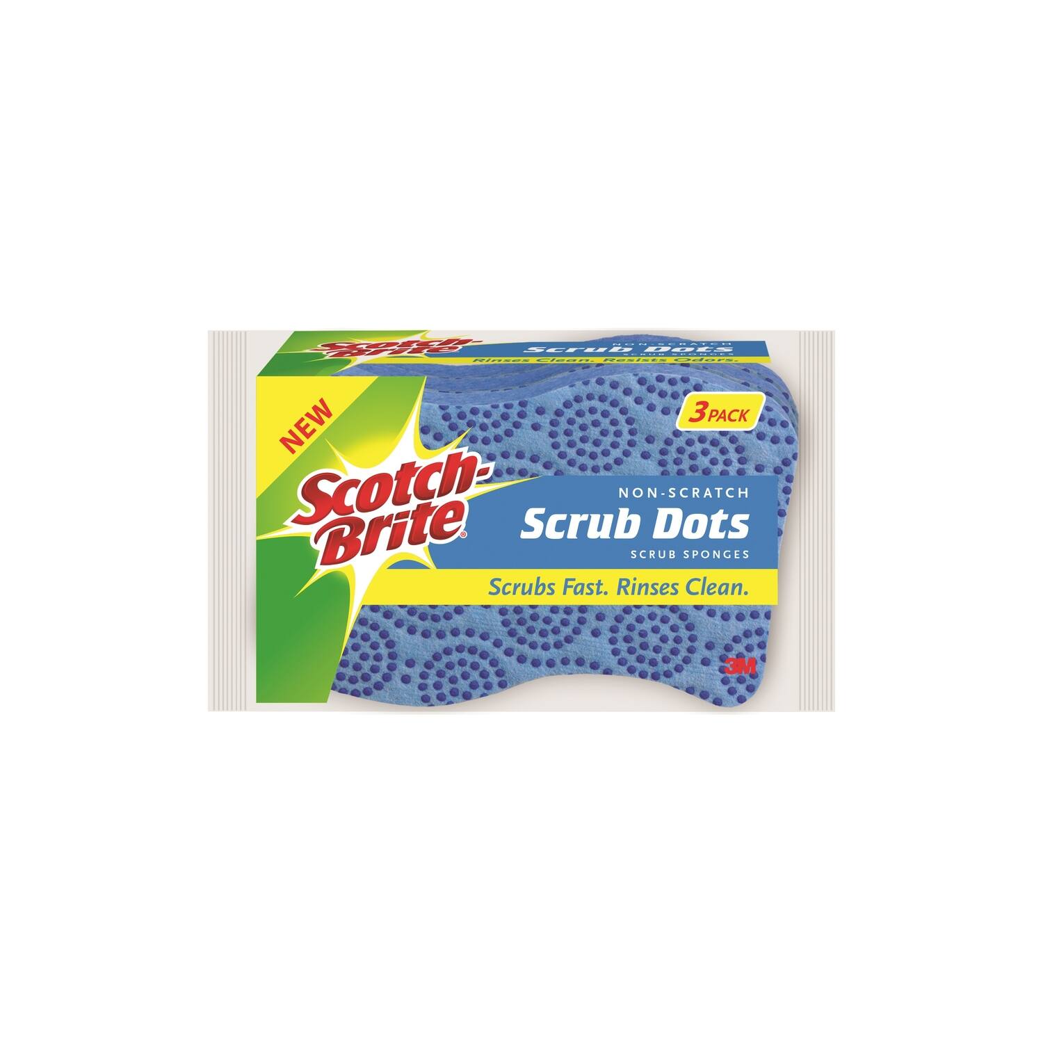 FL | SEPEtE -- TR : - GICAE  Feisea |  3 3PACK NEW Scotch-Brite SCRUB DOTS SCRUB SPONGES Scrubs Fast. Rinses Clean. 3M