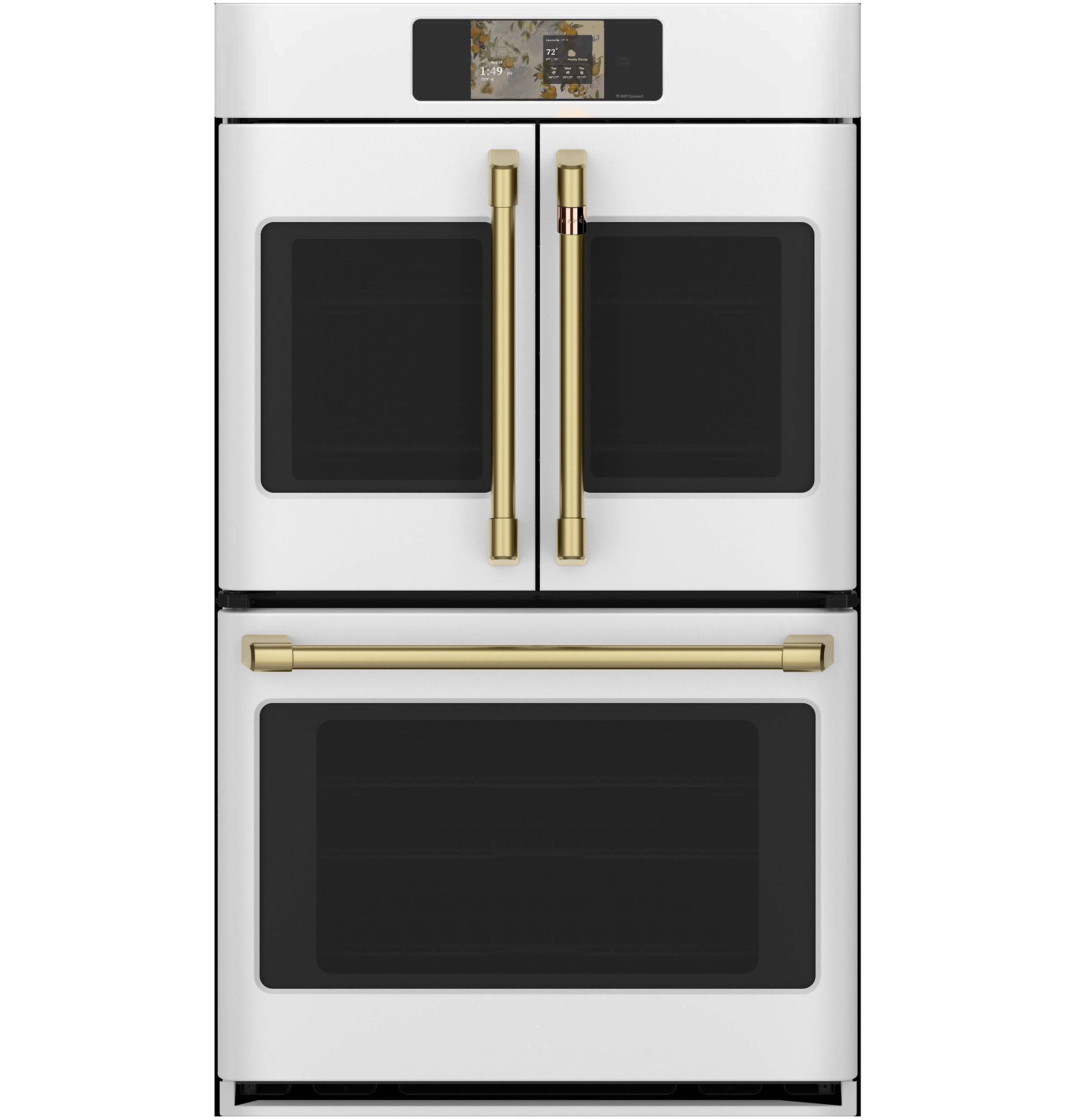 Alt View 23. Café - 30" Smart Built-In Double Electric Convection French Door Wall Oven with No Preheat Air Fry - Matte White.