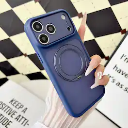 Dteck - Magnetic Case for Apple iPhone 17 Pro Max with 360 Rotating Ring Stand, Matte Shockproof Cover, Precise Camera Cutouts - Blue