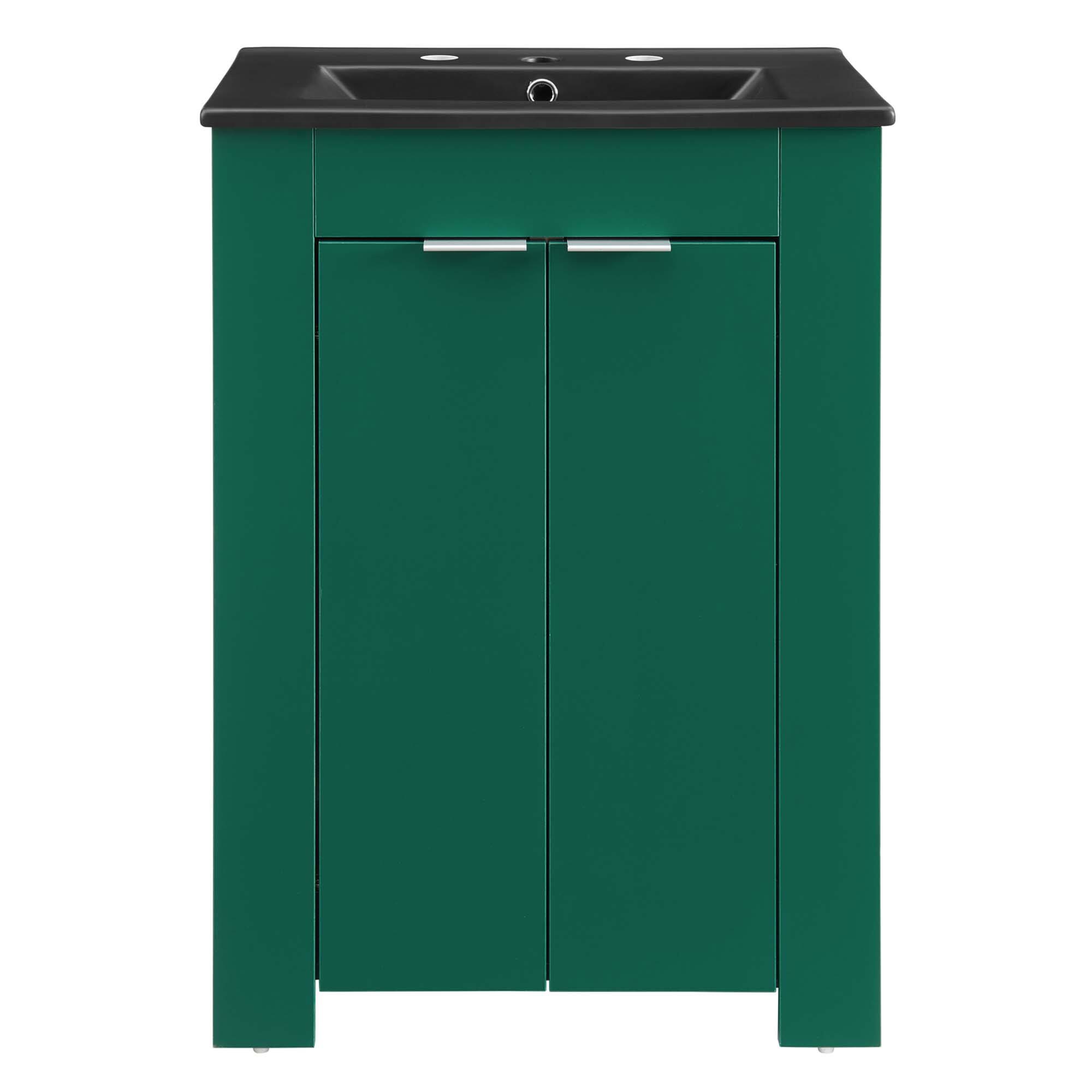 Alt View 5. Modway - Maybelle Bathroom Vanity Basin Included - Green Black.