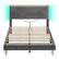 Left. Bestier - Bed Frame Upholstered Platform Gaming Bed with LED Light & Adjustable Storage Headboard for Bedroom-Queen Size - Grey.