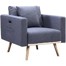Lilola Home - Easton Linen Fabric Chair - Dark Gray