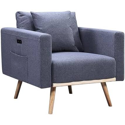 Front. Lilola Home - Easton Dark Gray Linen Fabric Chair - Dark Gray.