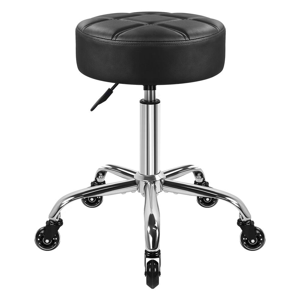 Front. KKTONER - KKTONER Black Fashion Nine Palace Grid Wheel Nail Chair Thick Cushion Seat High Adjustable Rotary Chair - Black.