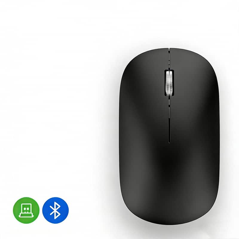 RISOKEYS - Minimalist Wireless Mouse: 2.4G/BT Dual-Mode, Type-C Rechargeable, Quiet Click – For Laptop/Tablet/Mobile,Office & Home - Wireless - Black