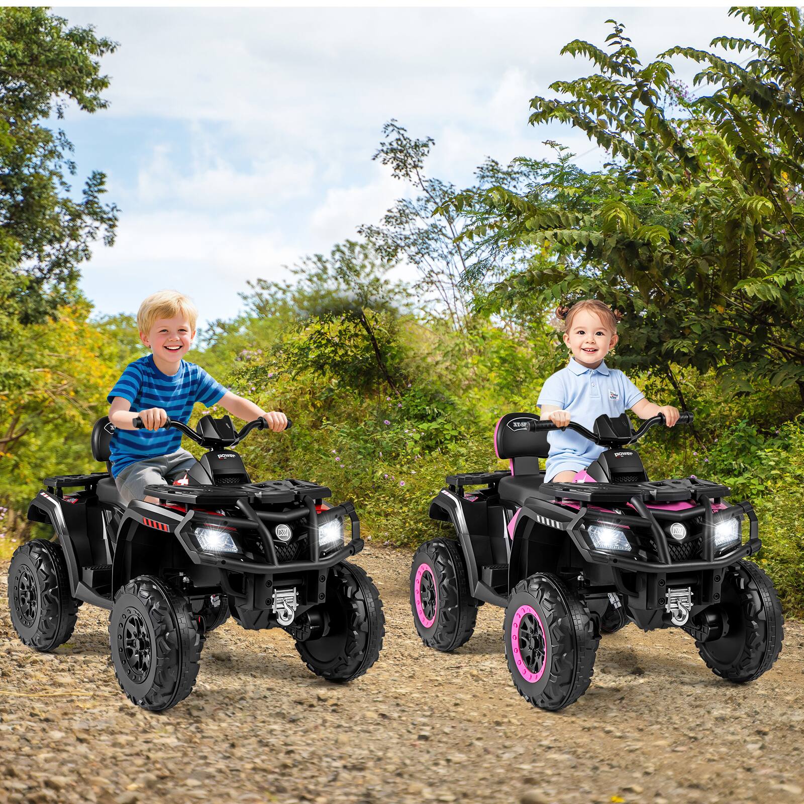 Alt View 4. Gymax - Gymax 24V 2-Seater 4-Wheeler Quad Electric Vehicle w/ 4 Motors Soft Start LED Lights Pink - Pink.