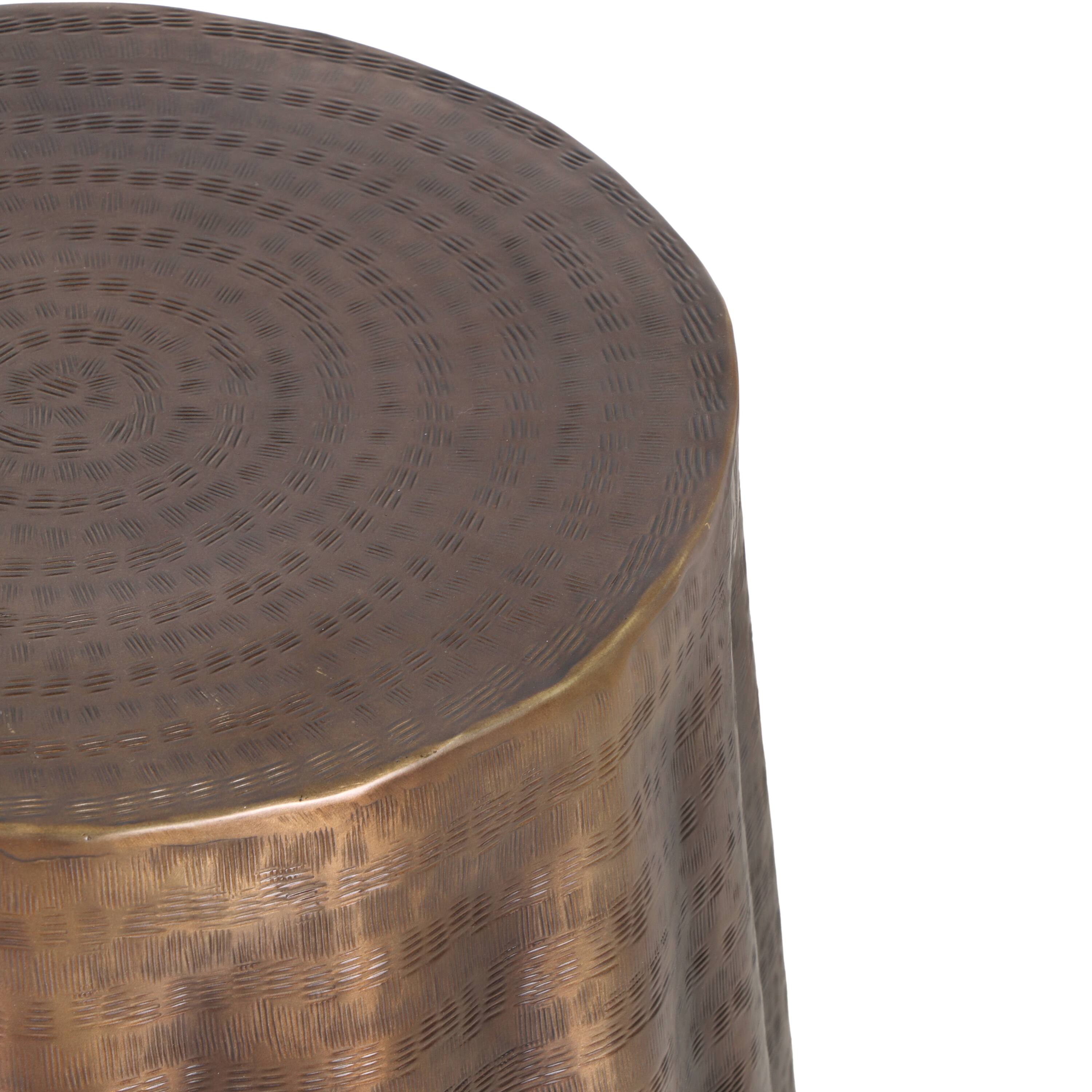 Alt View 3. Manhattan Lane - Liora 19" Side End Table | Handcrafted Bronze-Finish Aluminum | Hammered Round Design - Bronze.