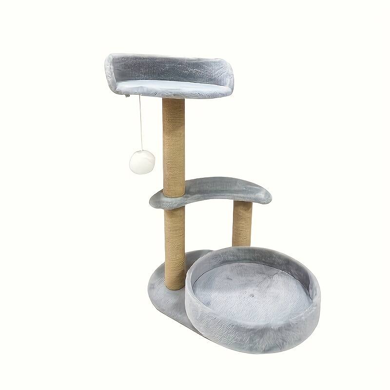 Angle. Dexmalle - Dexmalle-Multi-tiered cat tree with scratching posts and interactive ball toy-Grey - Grey.