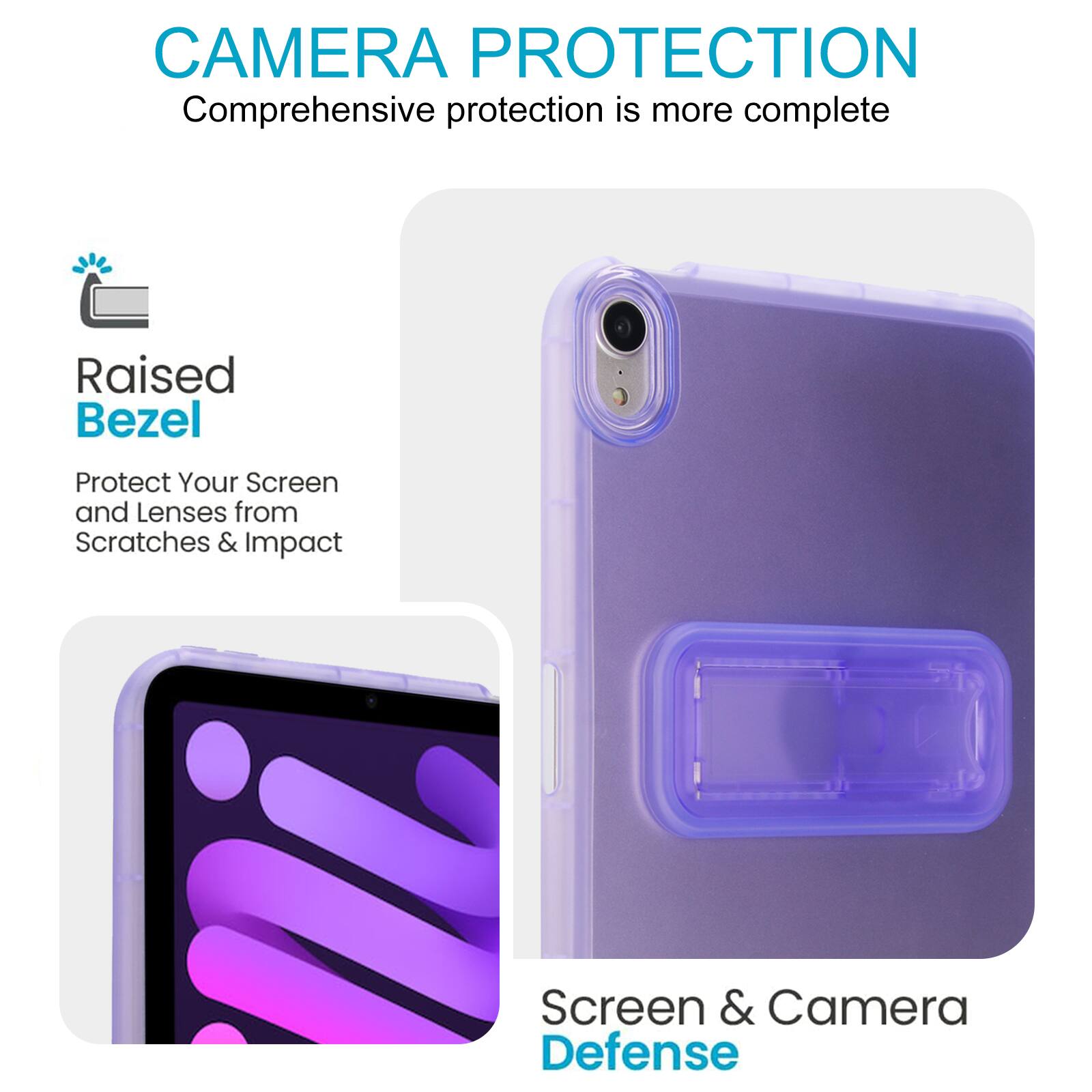 CAMERA PROTECTION  
Comprehensive protection is more complete  

Raised Bezel  
Protect Your Screen and Lenses from Scratches & Impact  

Screen & Camera Defense
