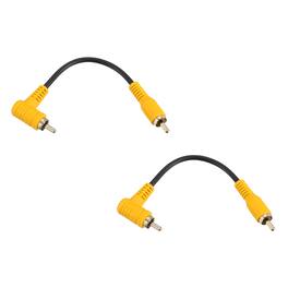 Unique Bargains - 2pcs RCA Right Angle Cable, 1 RCA Male Bend to 1 RCA Male, for Subwoofer Amplifier Home Theater - Black