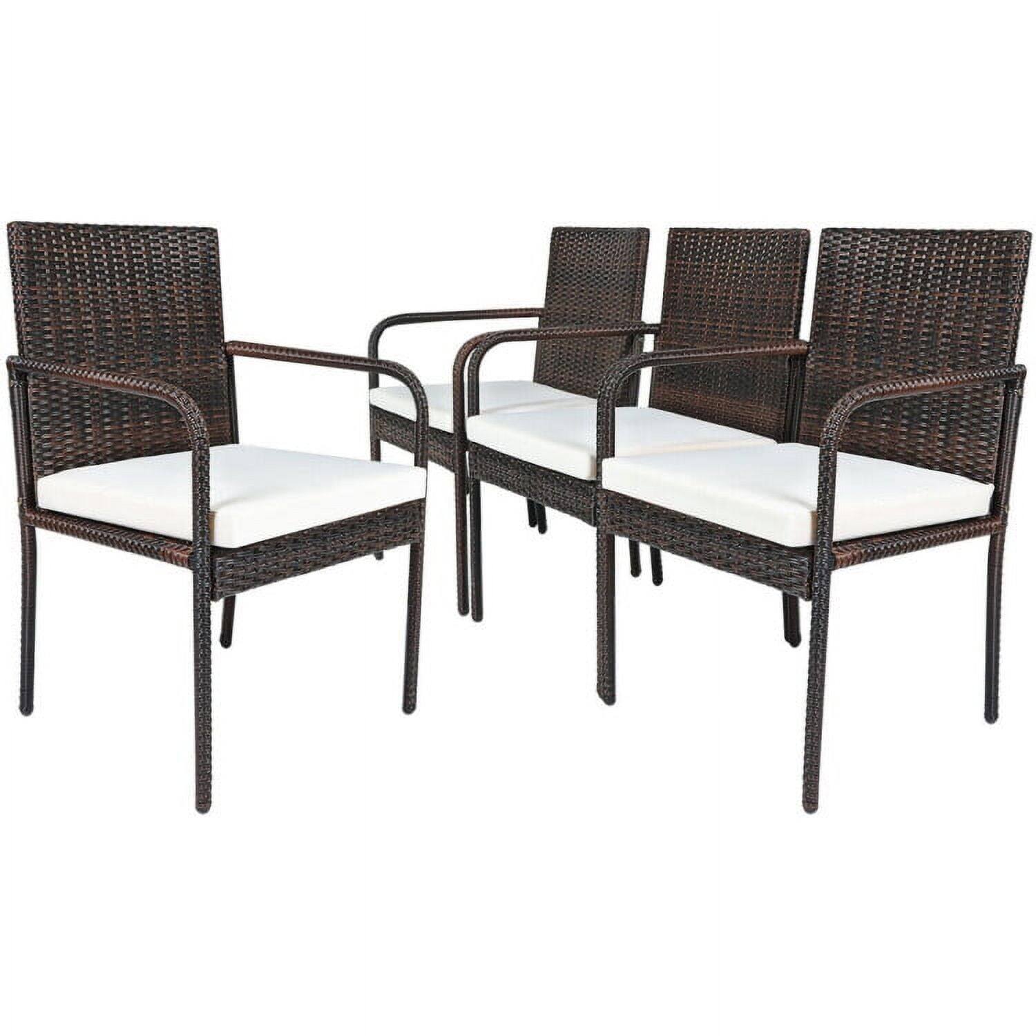 Back. Kadyn - Outdoor Dining Chairs Set of 4 , Patio Furniture Set, Outdoor Patio Rattan Dining Chairs Cushioned Sofa for Garden - Brown.