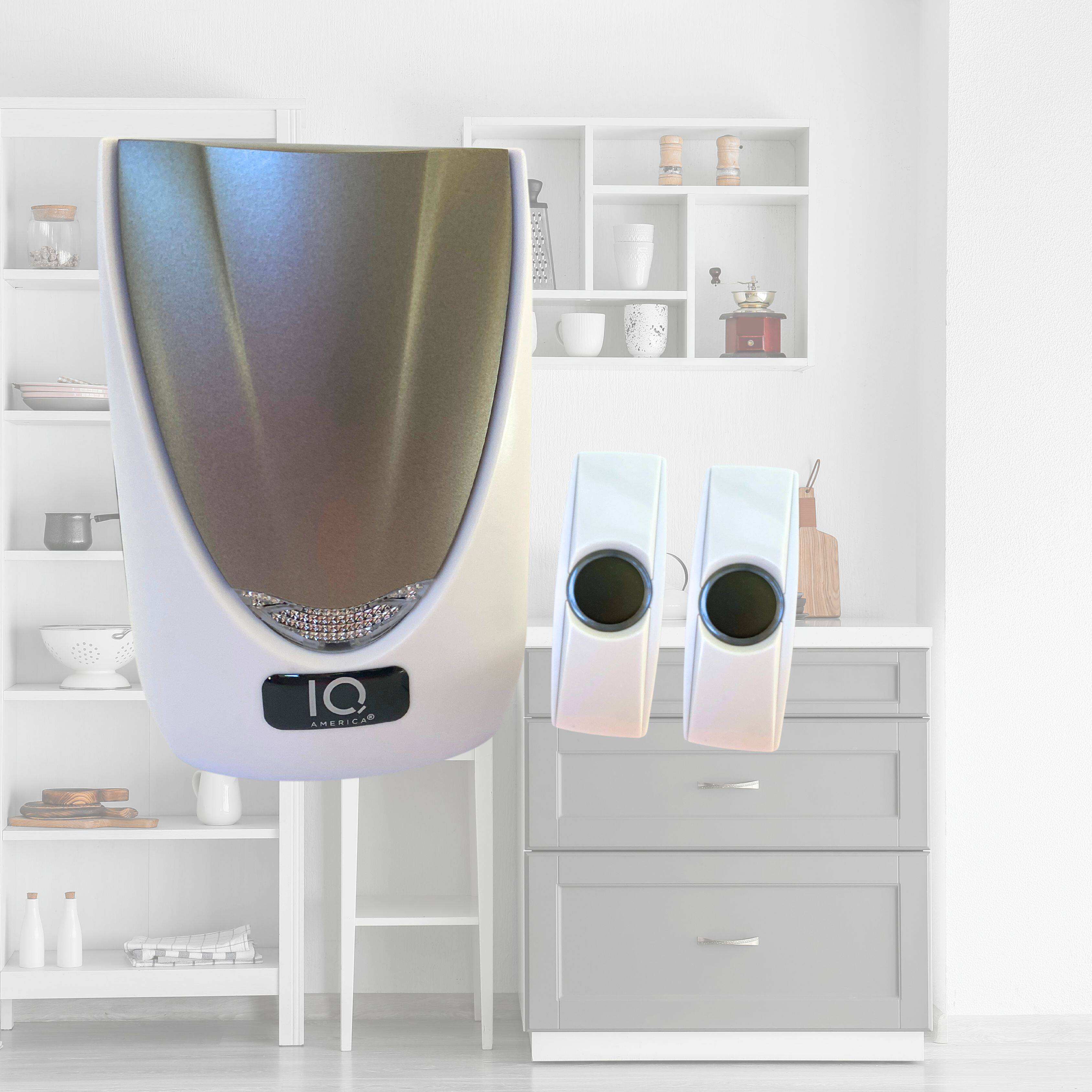 Alt View 2. IQ America - Battery Powered Wireless Door Bell Chime with Visual Alert, 6 Chime Tones 4 Volume Levels, 2 Buttons - White.