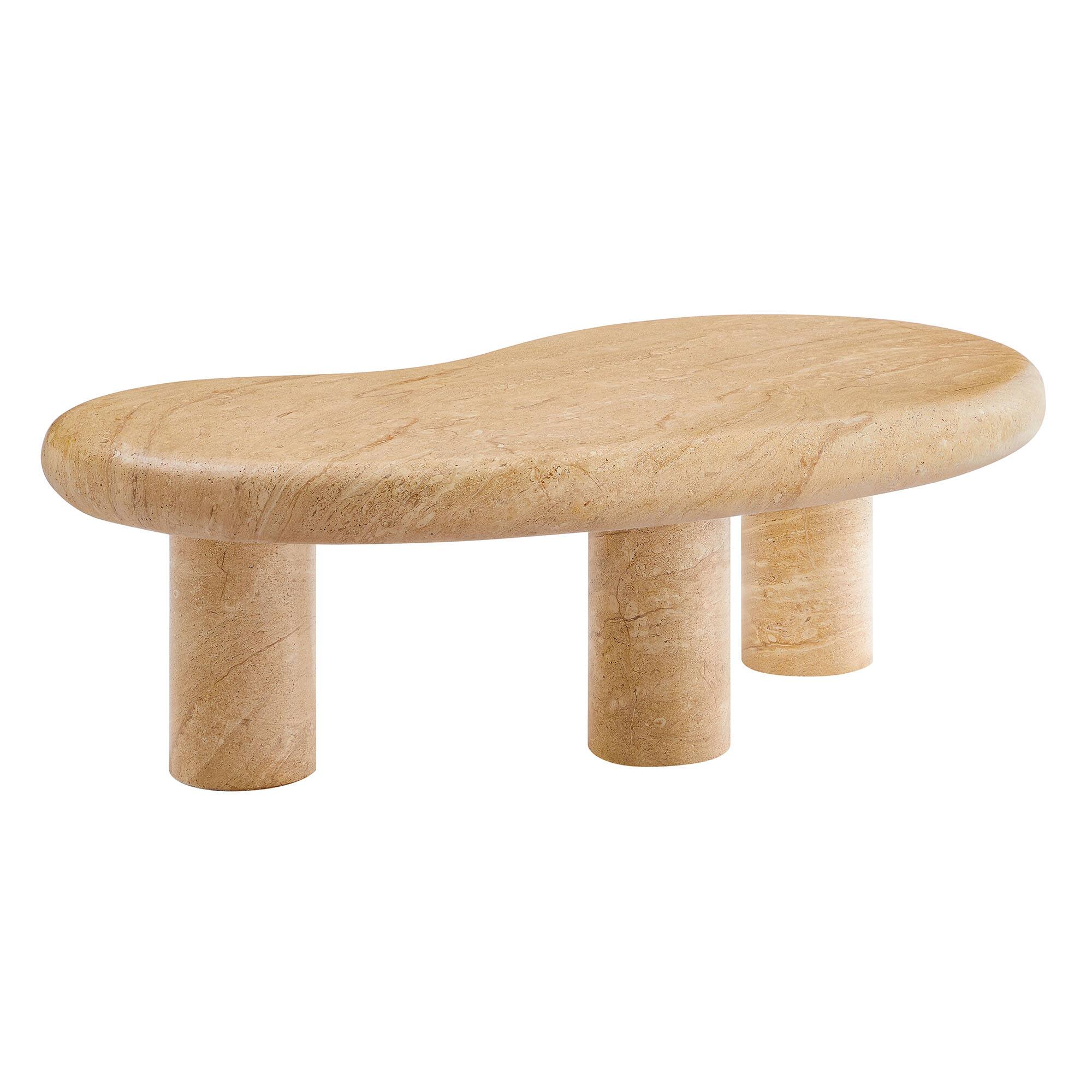 Alt View 7. Modway - Elowen Indoor - Outdoor Patio Textured Faux Travertine Coffee Table by Modway - Travertine.