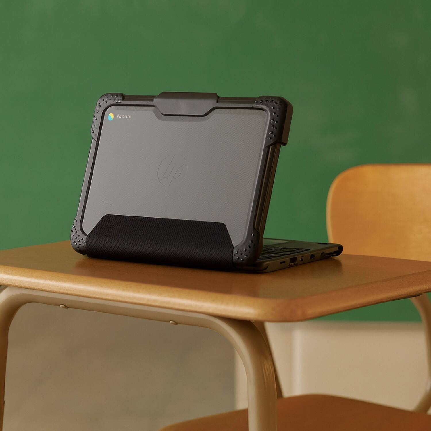 Angle. SaharaCase - HP Chromebook G8/G9 EE 11.6-inch Case | Heavy Duty Design | Shock-Absorbing Corners | Venture Series - Clear/Black.