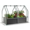 Front. Gymax - Gymax 4 x 2 x 3 FT Small Galvanized Raised Garden Bed w/Greenhouse Cover Windows Black & Transparent - Black.