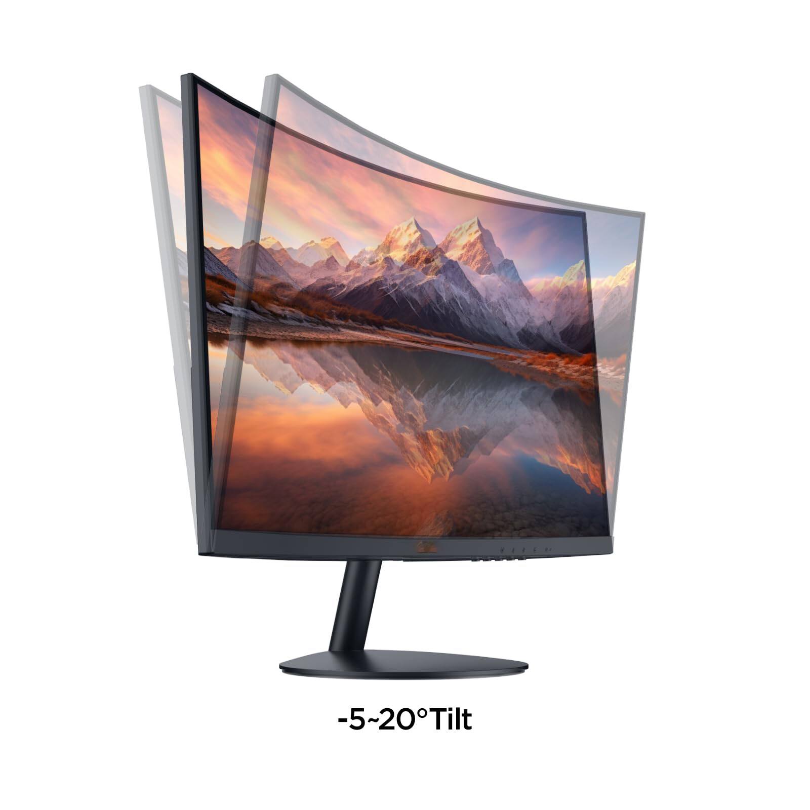 Alt View 4. GlowWise - 24-inch 100Hz Curved Monitor, FHD 1500R, TÜV Low Blue Light, Tilt Adjustable, HDMI and VGA - Blank.