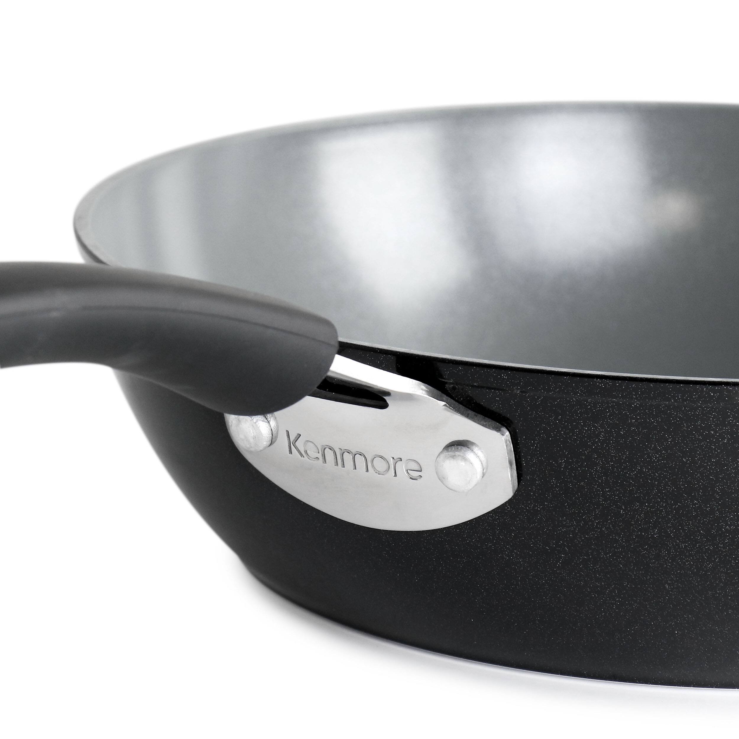 Alt View 3. Kenmore - Kenmore Arlington 3.5 Quart Non Stick Aluminum Saute Pan with Lid in Black Diamond - Black.