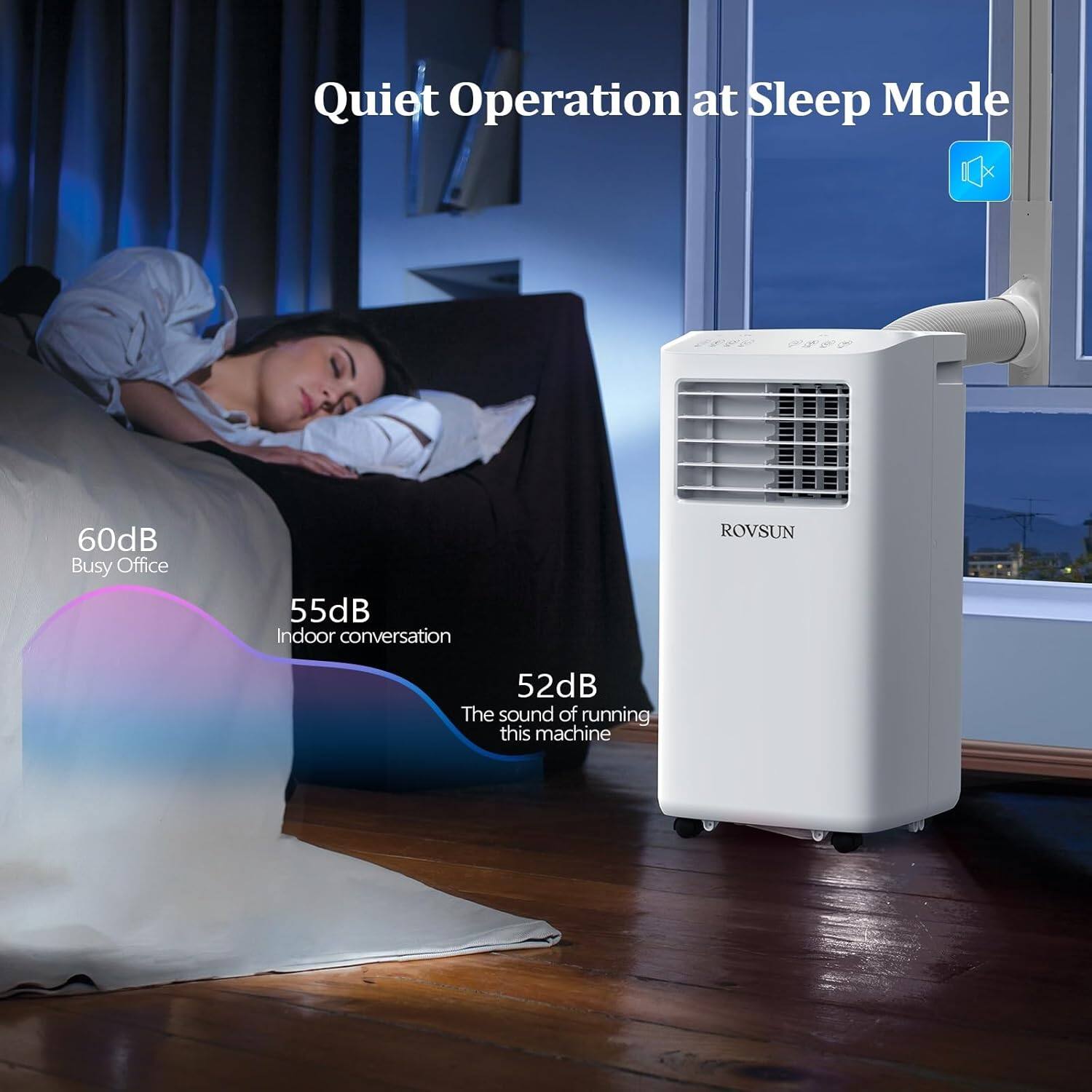 Quiet Operation at Sleep Mode

60dB - Busy Office  
55dB - Indoor conversation  
52dB - The sound of running this machine