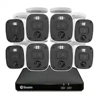 Swann - SwannForce 4K Security Camera System, 8x Bullet Analog CCTV Cameras, Microphone and Siren, DVR with 1TB Storage - White - Front_Zoom