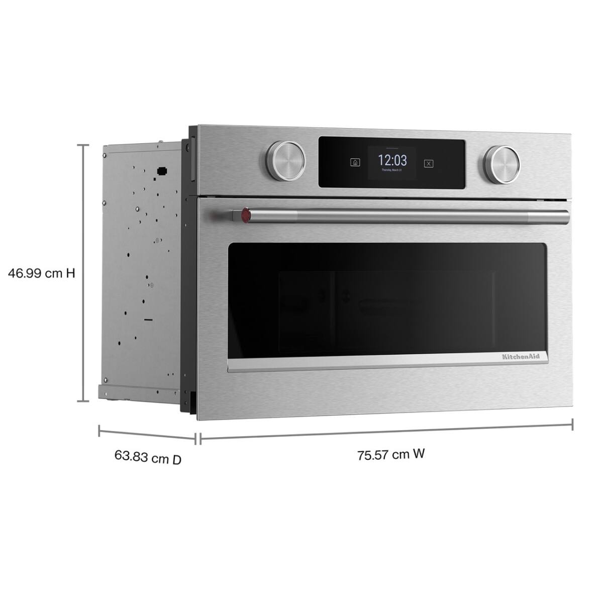 A 12:03 x 46.99 cm H KitchenAid 63.83 cm D 75.57 cm W