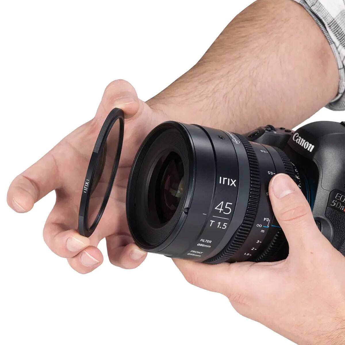 Canon Irix 45mm T1.5 0.5x 5 0.4 D m: EO. 5Ds AL TER e5inn PRONT M 3 2- L-