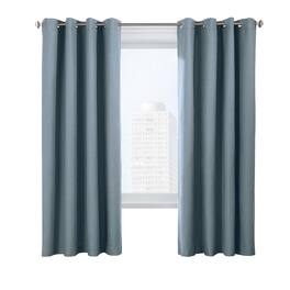 Commonwealth Home Fashions - Thermaplus Ventura Blackout Grommet Curtain Panel Pair Frame Windows with Slub Textured Motif Each 78" x 84" - Blue