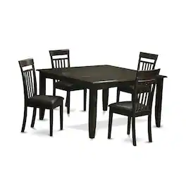 East West Furniture - 5 PC Dining room set for 4-Dinette Table with Leaf and 4 Dinette Chairs - Cappuccino