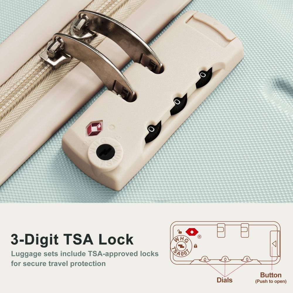 3-Digit TSA Lock  
Luggage sets include TSA-approved locks for secure travel protection  

Button (Push to open)  
Dials