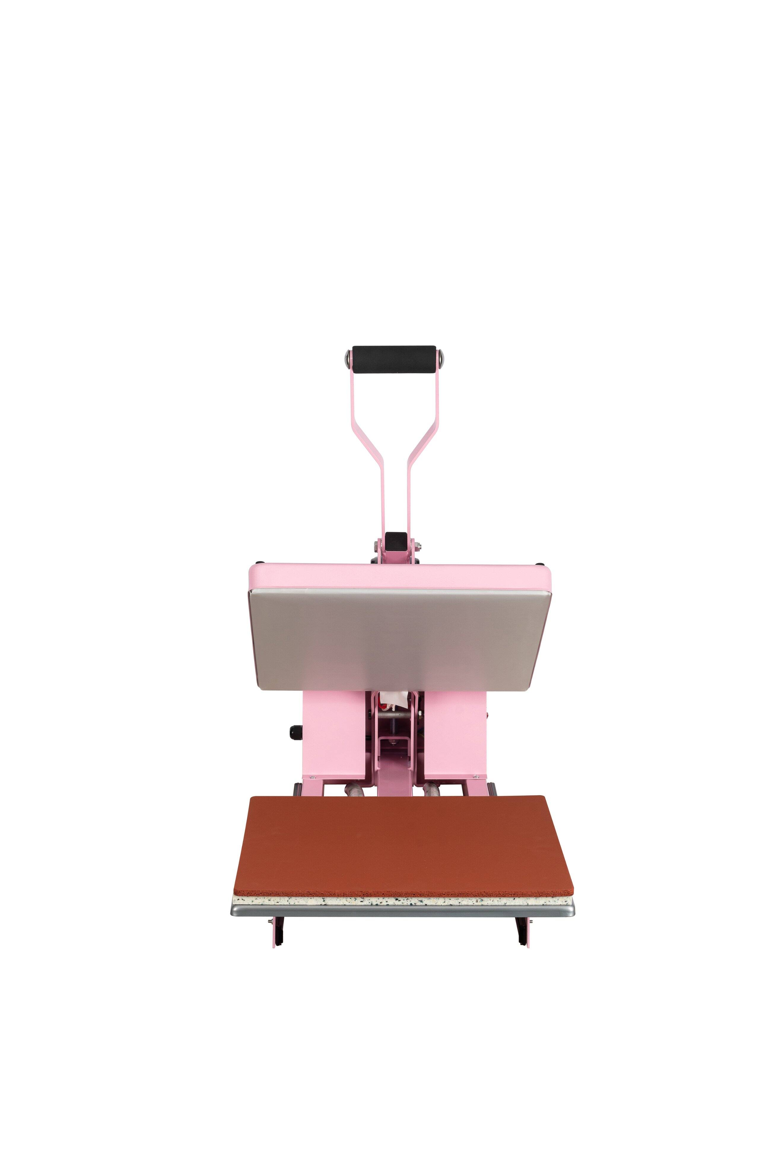 Alt View 1. ELEMENT ACE - 15x15 Inch Manual Heat Press Machine with Slide-Out Base - Pink.