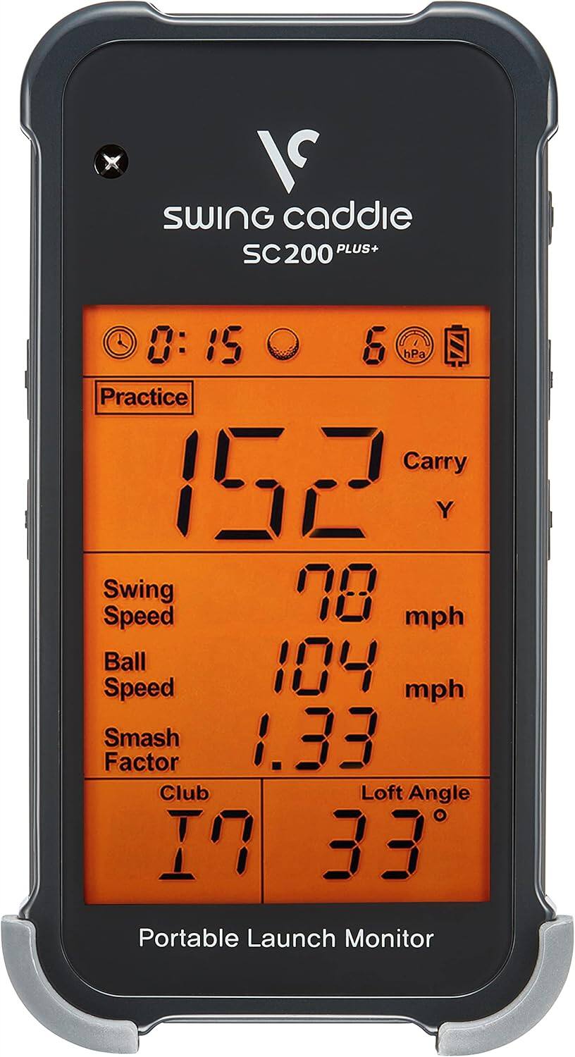 SWING caddie SC200 PLUS+  
8:15  
6 hPa  
Practice  
152 Y  
Swing Speed 78 mph  
Ball Speed 104 mph  
Smash Factor 1.33  
Club Loft Angle I9 33  
Portable Launch Monitor