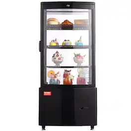 VEVOR - Refrigerated Display Case, 3 Cu.Ft./85L Countertop Pastry Display Case, 3-Tier Commercial Display Refrigerator - Black