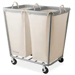 Dryser - Commercial Rolling Canvas Bin Laundry Hamper on Wheels - White