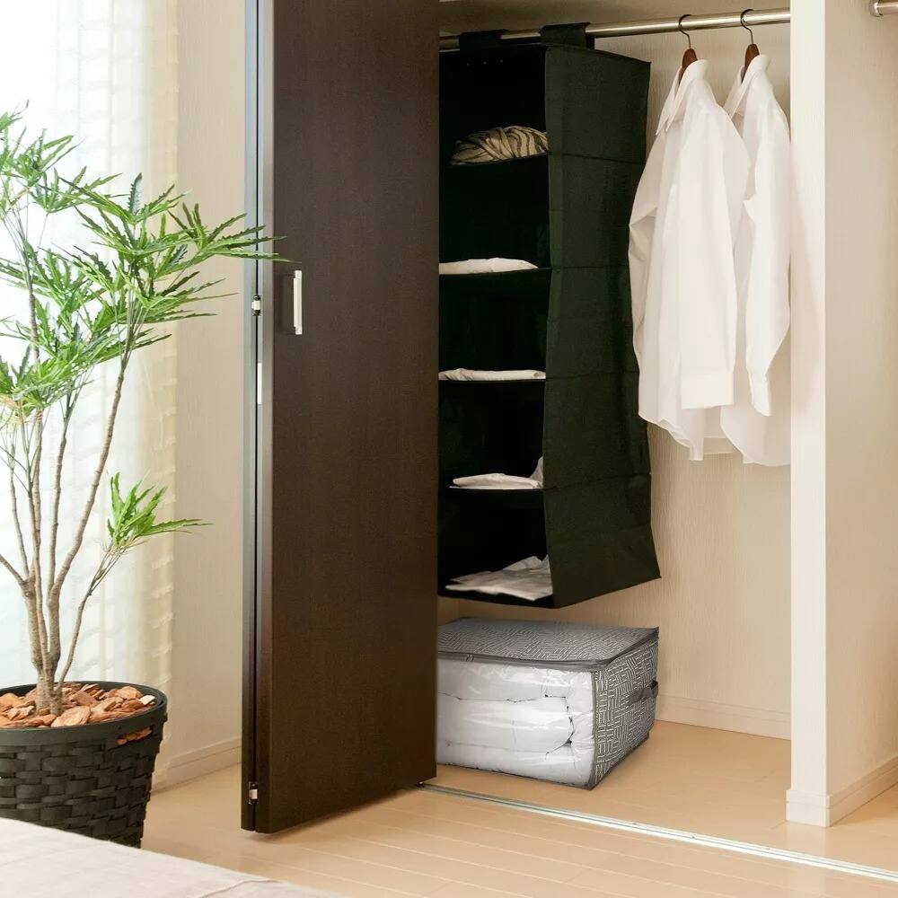 Alt View 1. Elle Decor - Elle Decor Blanket Storage Bag Gray, Stackable and Breathable Organizer, 24" x 17.75" x 12" - Gray.