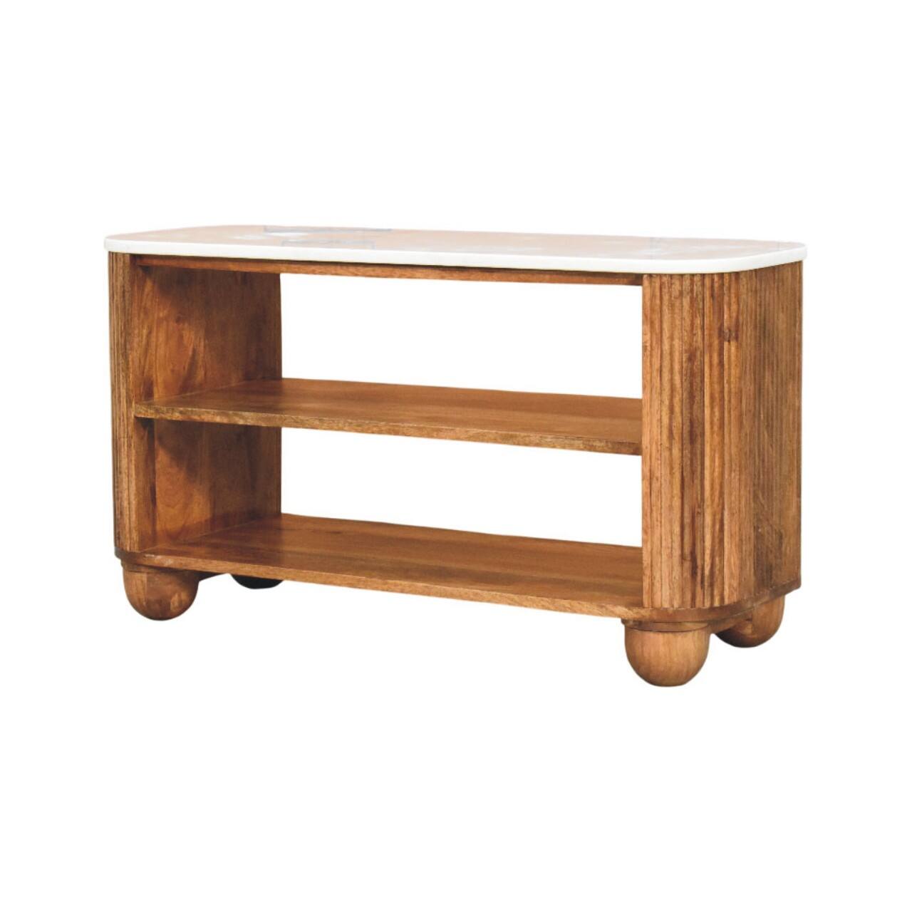 Left. Artisan Furniture - Artisan Furniture Solid Wood Beaumont Marble Shoe Bench, Brown - Brown.