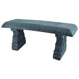 Hivvago - Black Fiber-Clay Resin Outdoor Garden Bench in Stone Finish - Brushed Teal