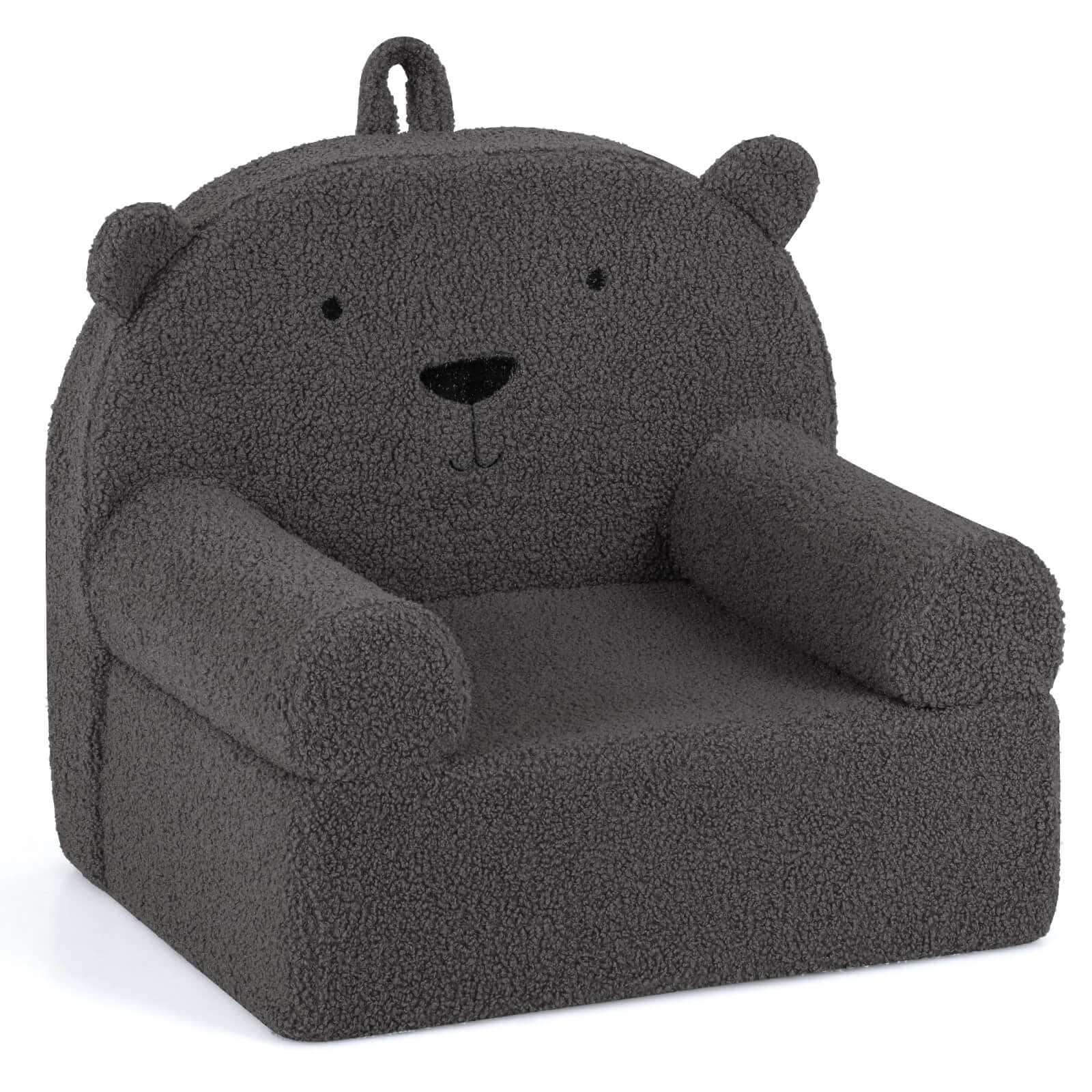 Costway - Kids Bear Sofa Toddler Foam Couch with Soft Fleece Fabric Cover - Gray
