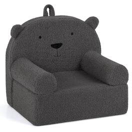 Costway - Kids Bear Sofa Toddler Foam Couch with Soft Fleece Fabric Cover - Gray