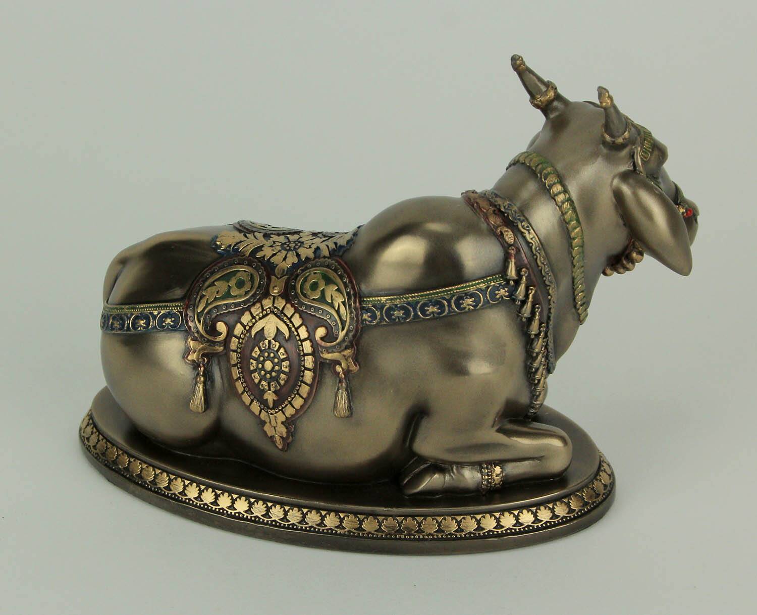 Alt View 2. Veronese Design - Bronze Finish Nandi the Sacred Bull Gatekeeper of Shiva and Parvati Statue - Bronze.